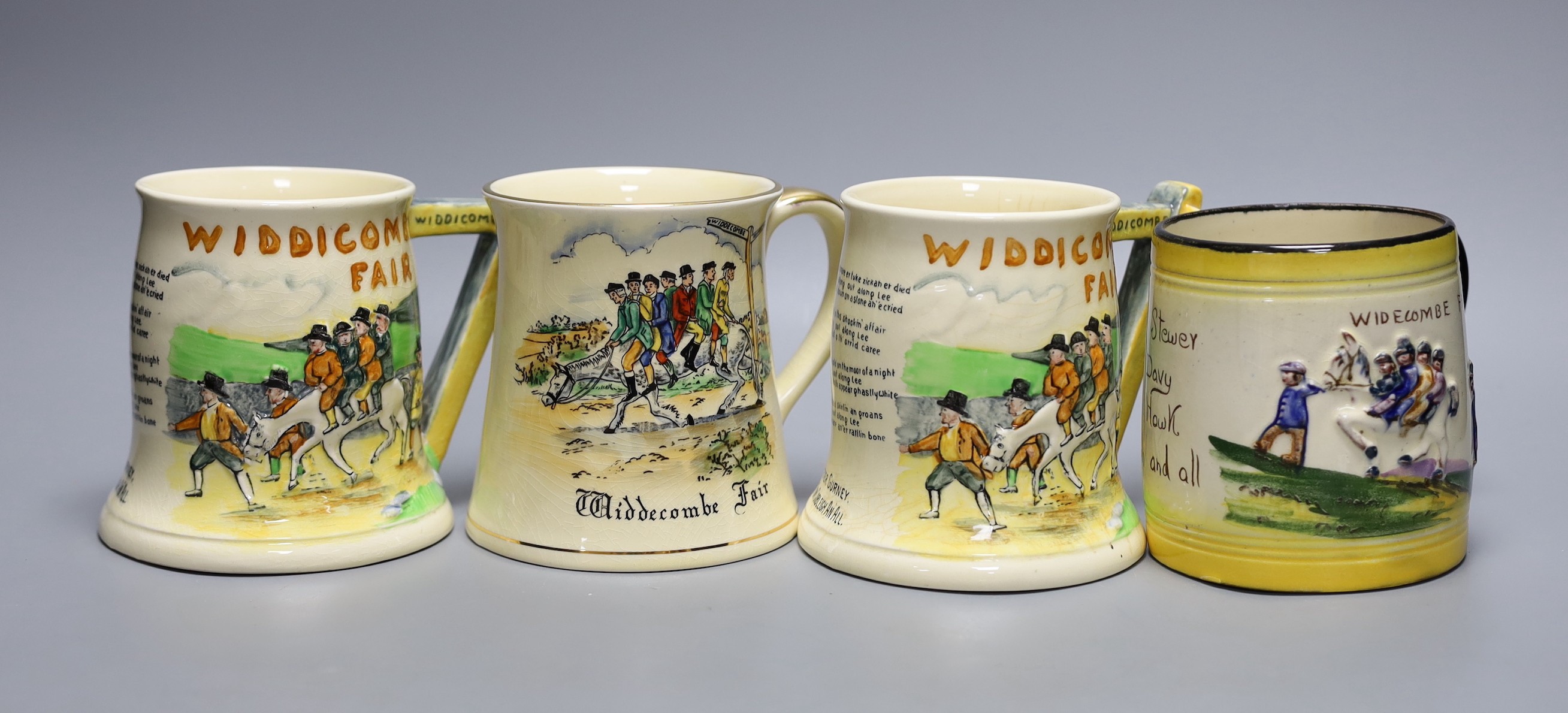 Four early 20th century Widdicombe Fair musical tankards